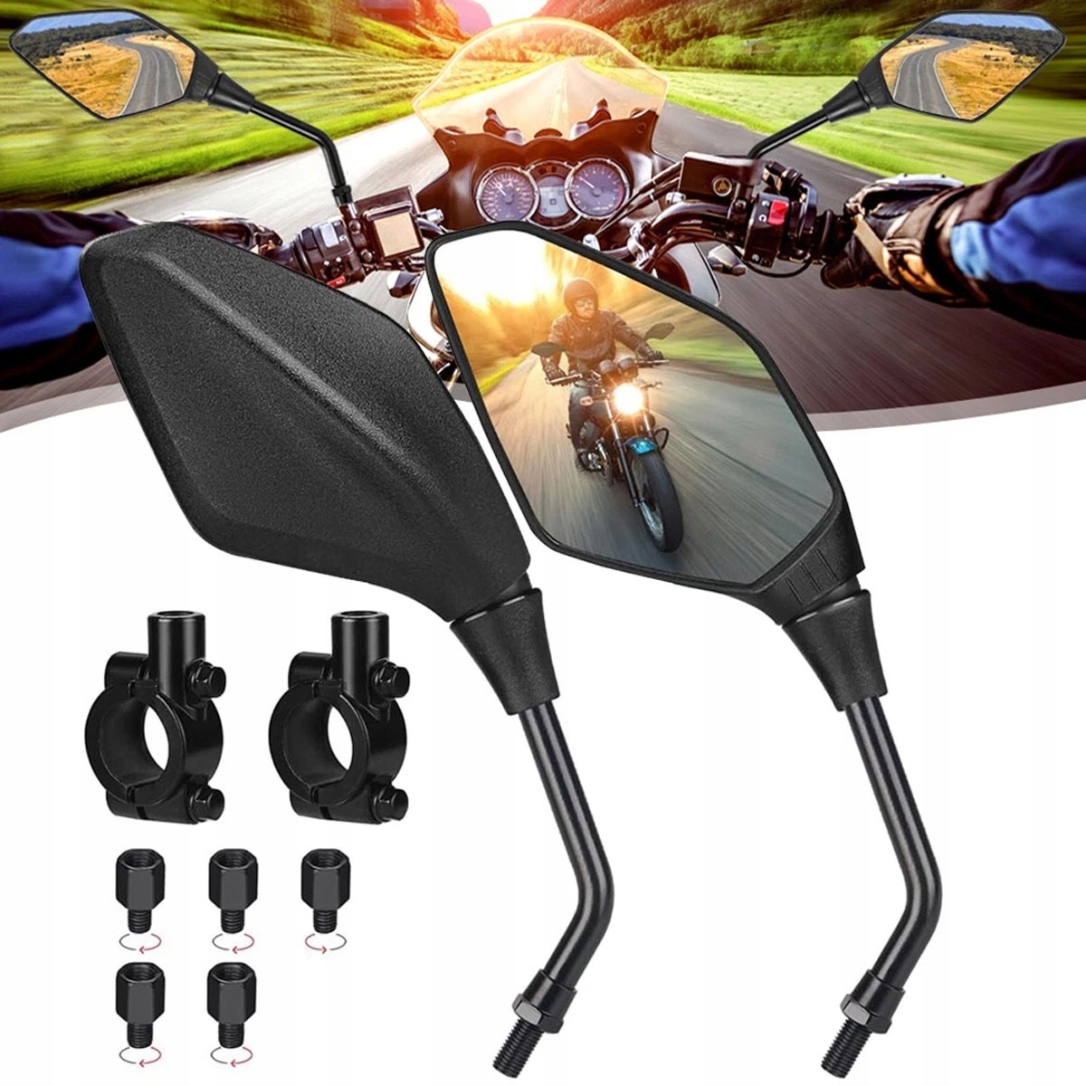 Lusterka Do Motocykla Skuter Quada M8 M10 Homologacja Kawasaki Panoramiczne