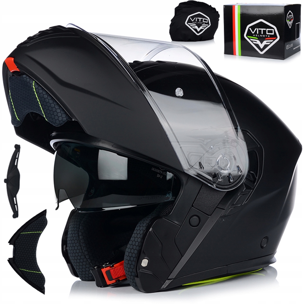 Motocyklová Prilba Vito Furio Black Mat Čeľusťový Systém Pinlock Clona