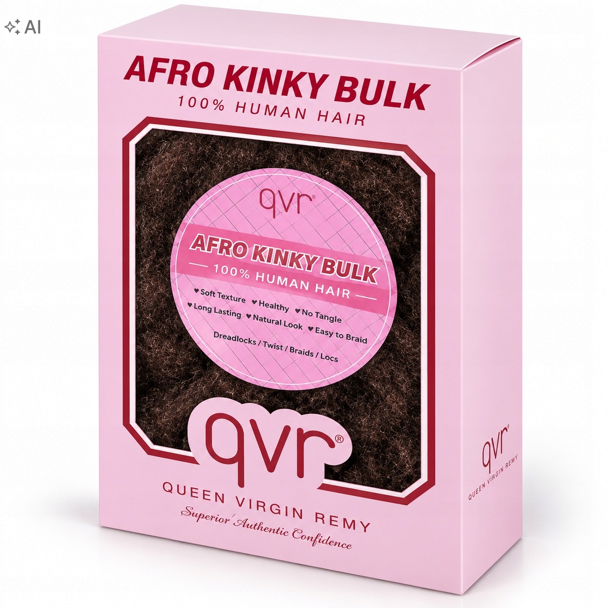 Qvr Włosy Naturalne Afro Kinky Do Dredów Warkoczy 45 CM 50G Ciemny Brąz