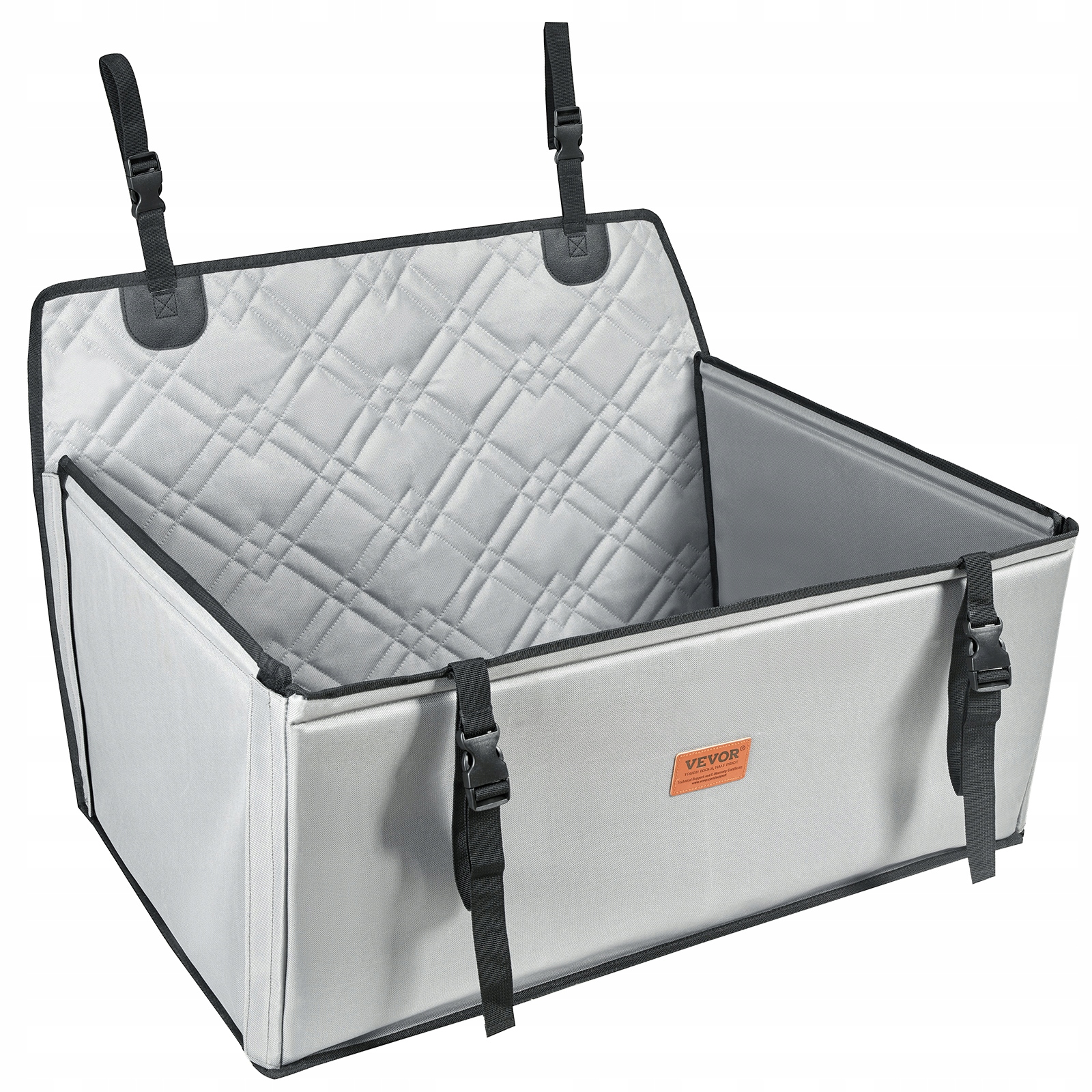 Vevor Autosedačka pro psy, zvýšená, pro malé, střední a velké psy do 22 kg, šedá