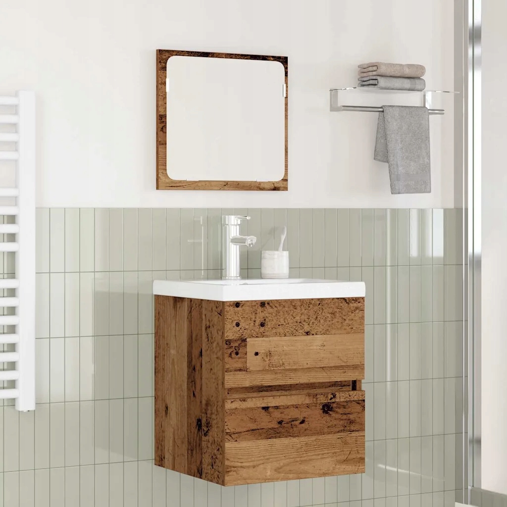 vidaXL Sada koupelnového nábytku se zásuvkou 2 pcs Staré dřevo a bílá