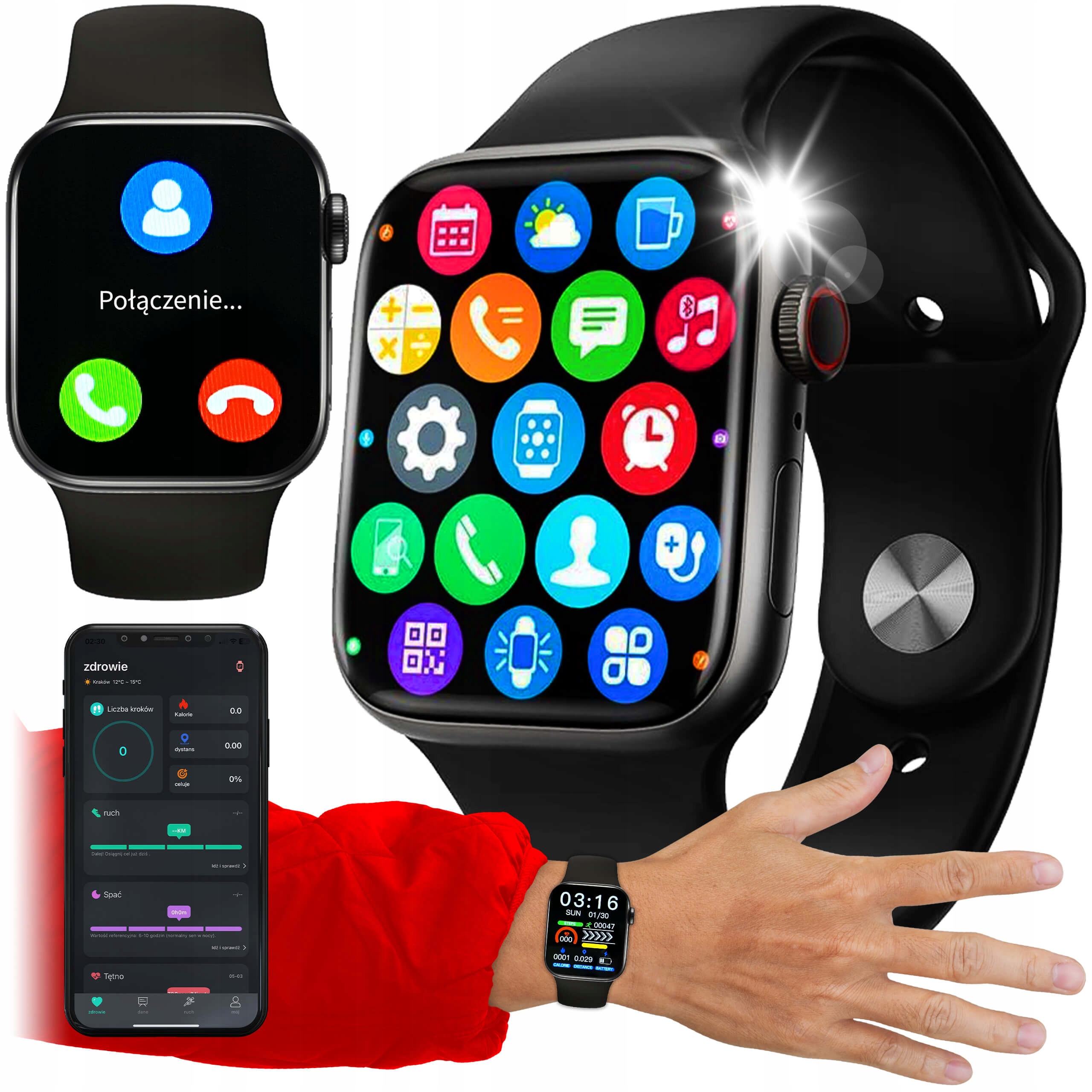 ZEGAREK SMART SPORT WATCH POLSKIE MENU Smartwatch ABRAMS SMARTWATCH czarny