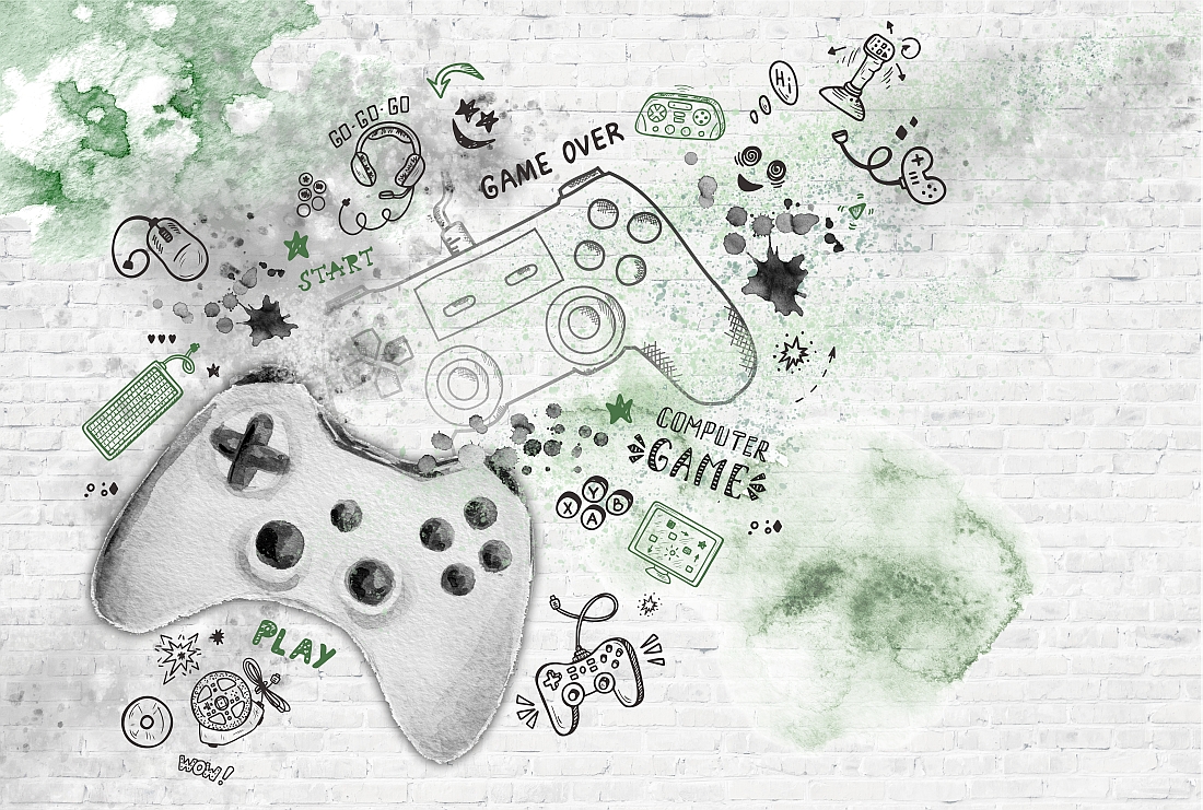 TAPETA winylowa wytwory młodzieżowa street art game pad wz2 368x248cm