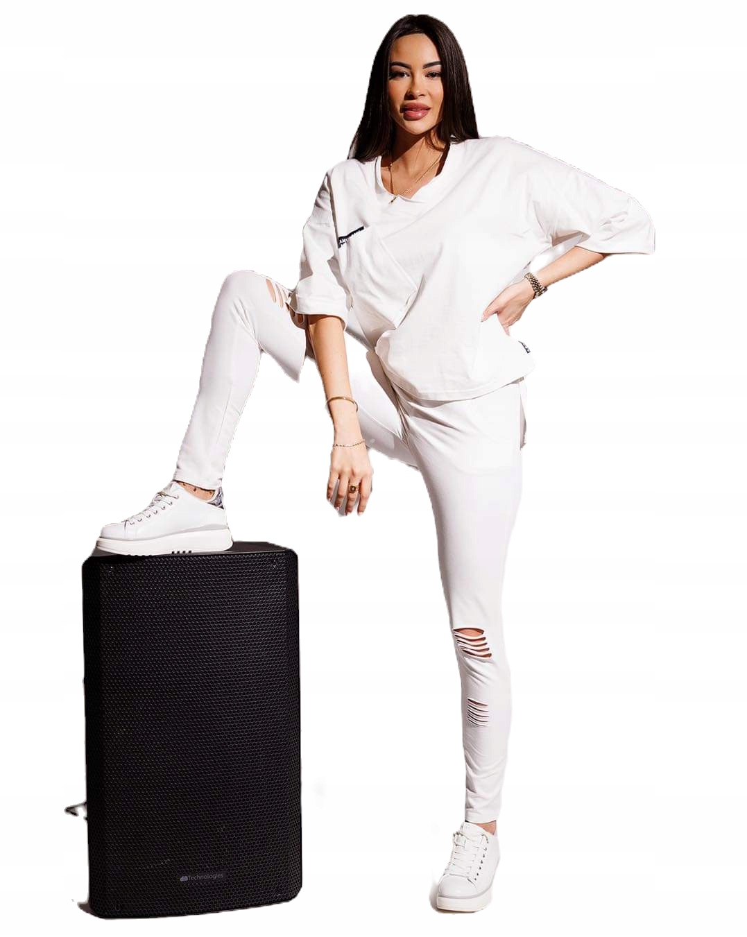 Legíny La..Mu s úzkými kalhotami a rozparky, bavlna , bílé, M/L-2