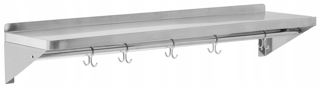 Półka Wisząca Gastronomiczna z Rantem Haczykami 120x30x18 cm Yato YG-08937