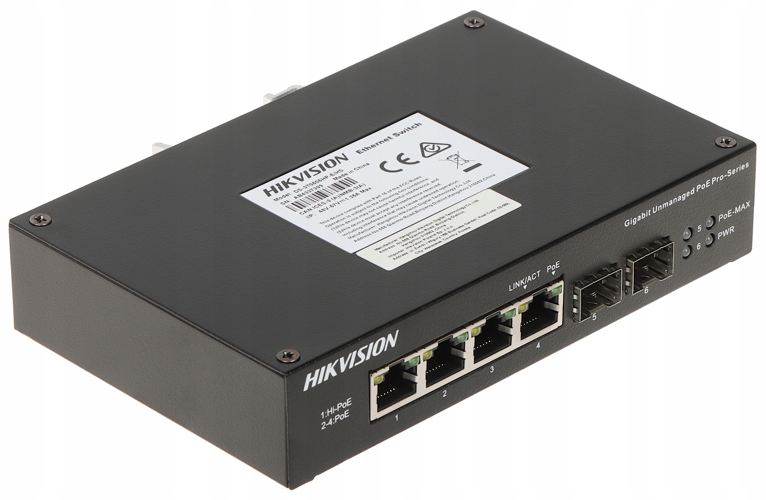 Switch PoE DS-3T0506HP-E/HS Hikvision 4-portový Sfp