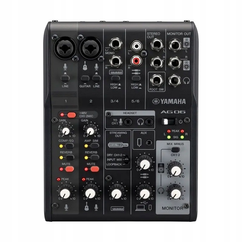 Yamaha AG06MK2 Bl Mixér Audio Rozhraní Usb 6-kanálové 24bitové Loopback Dsp