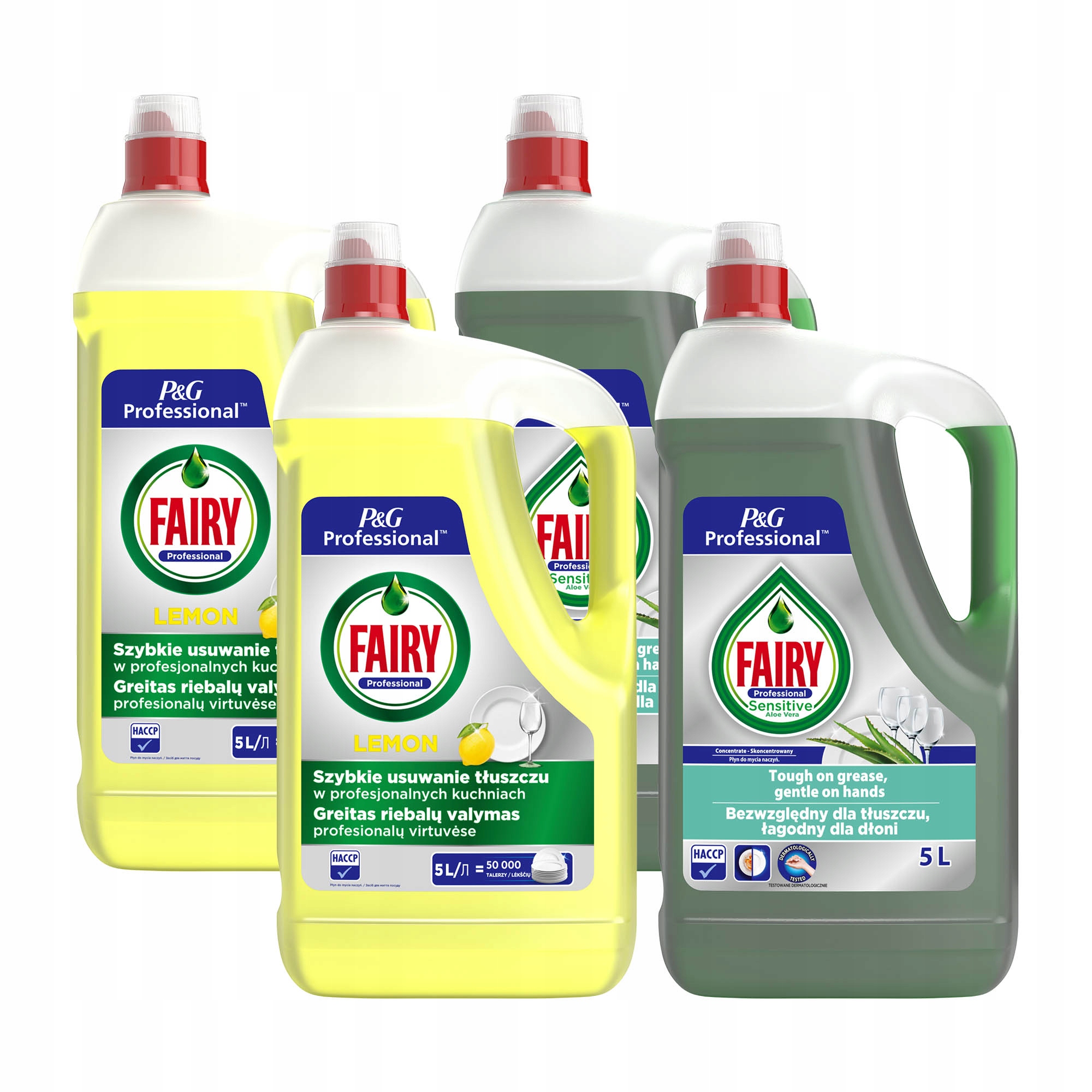Pgp Fairy Professional Płyn do Naczyń 2x Cytryna Lemon 5L 2x Sensitive 5L