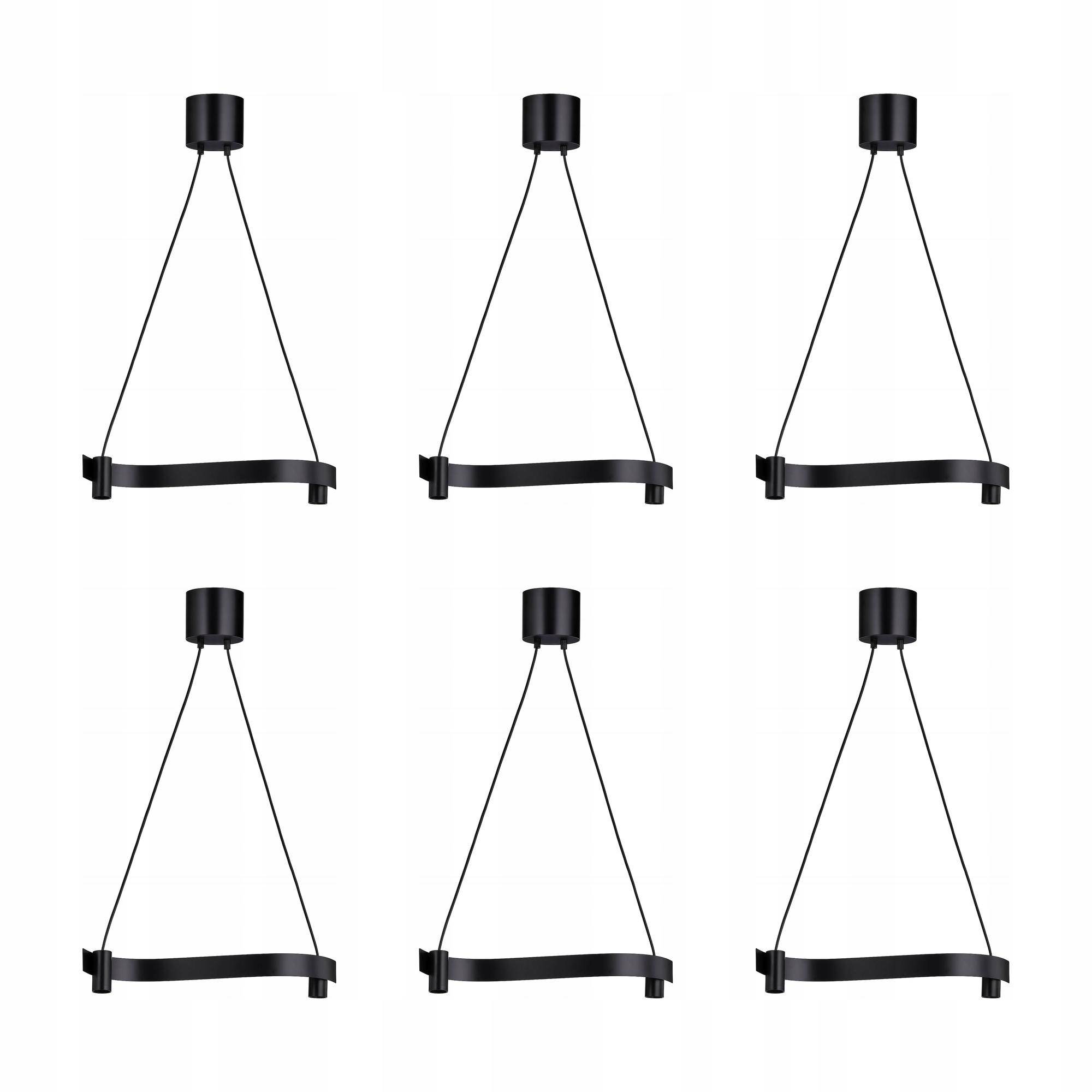 6 szt. Ackja Lampa wisząca fala/czarny 60 cm