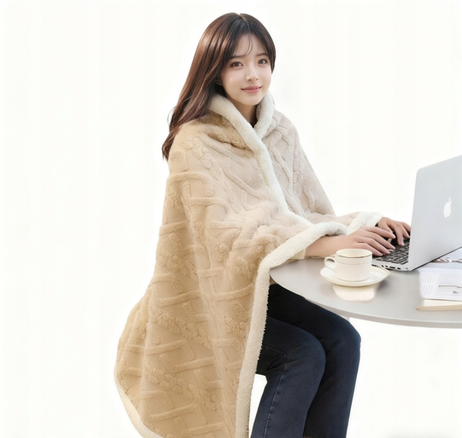 Jemná světle hnědá bavlněná deka s potiskem