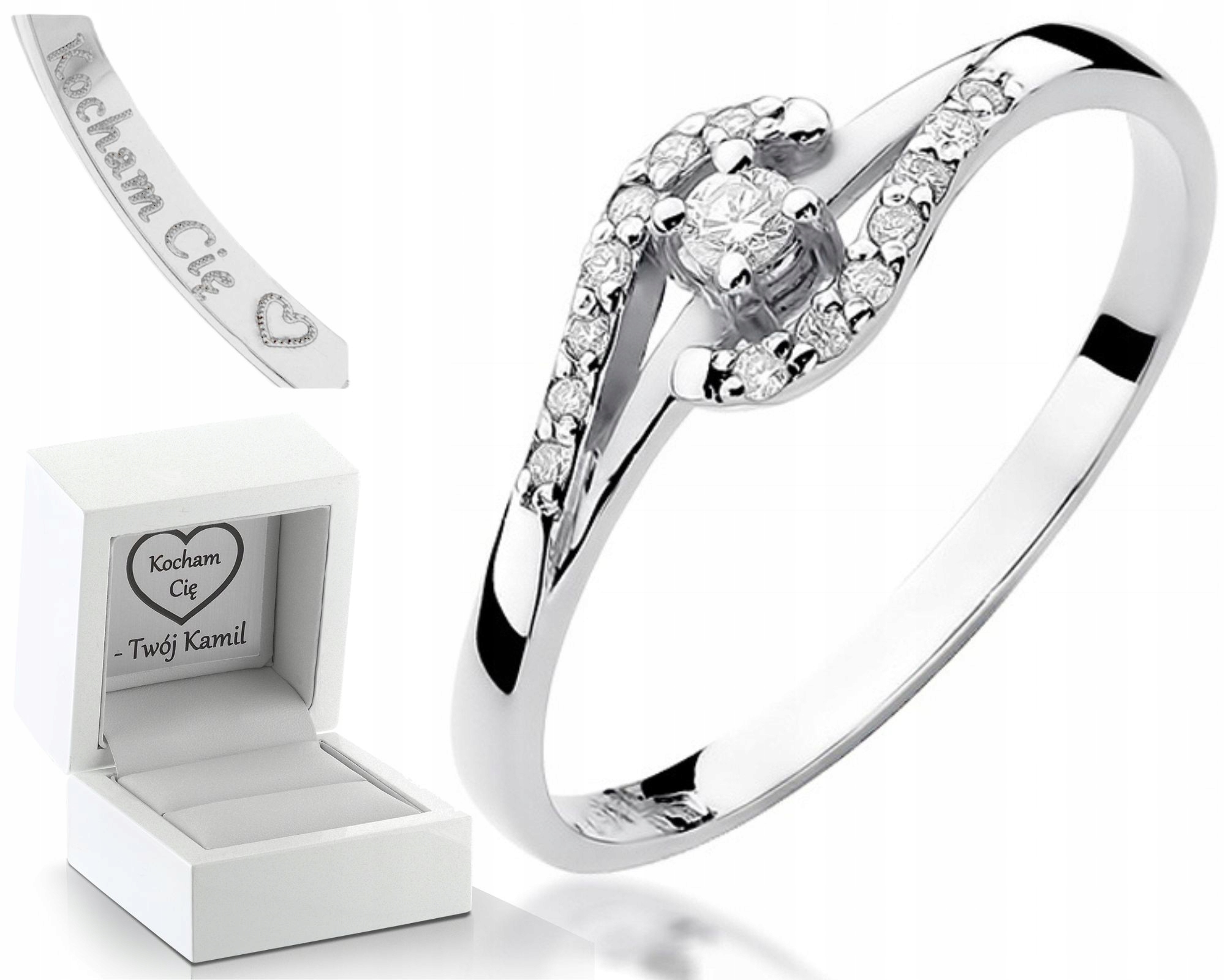 Prstýnek S Brilianty 0,11 Ct 585 Gravírování Bonus Zásnubní Dárek