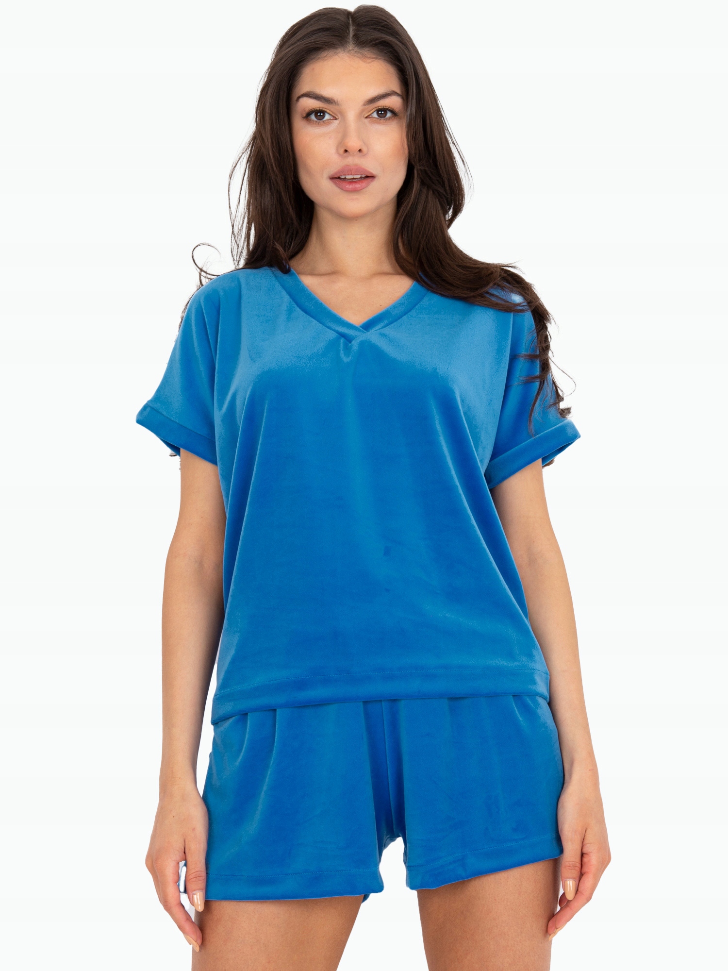 

Welurowy Komplet Damski Szorty Bluzka - M