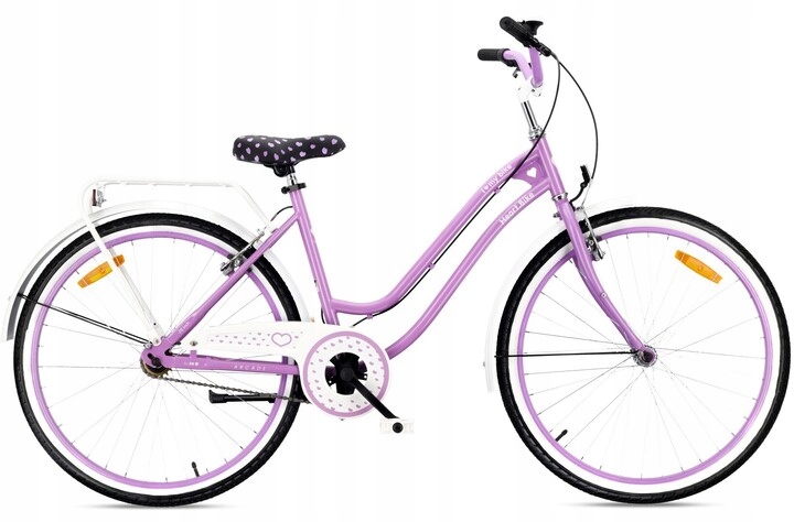 Dámské městské kolo 26 palců Sun Baby 26x1,95 Kufr Stopka Heart Bike