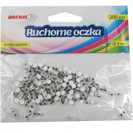 

Oczy naklejane okrągłe 4mm (200) 681980 Brewis
