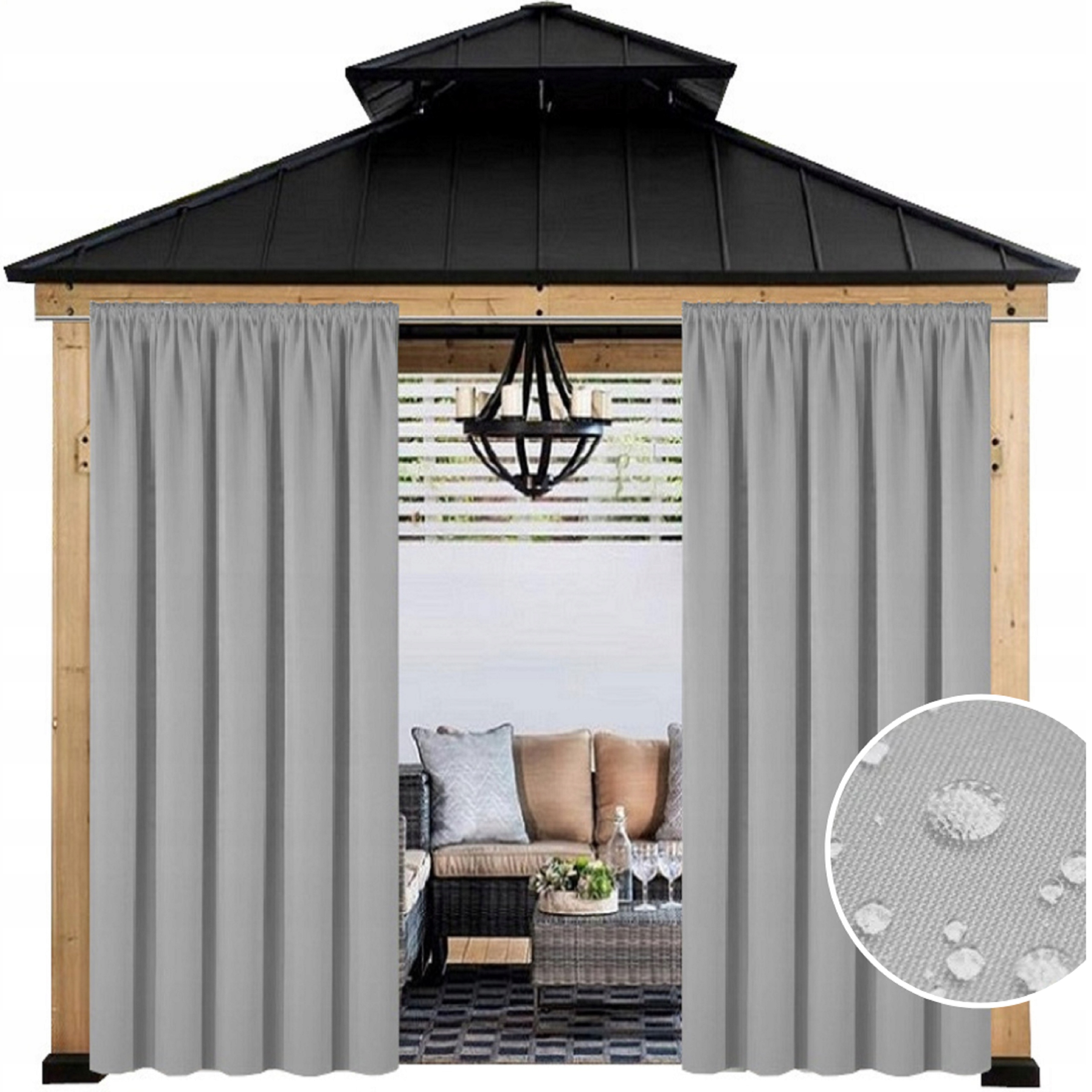 ZASŁONA WODOODPORNA OGRODOWA 155x180 ZASŁONY NA ZEWNĘTRZNA Z TUNELEM WYBÓR