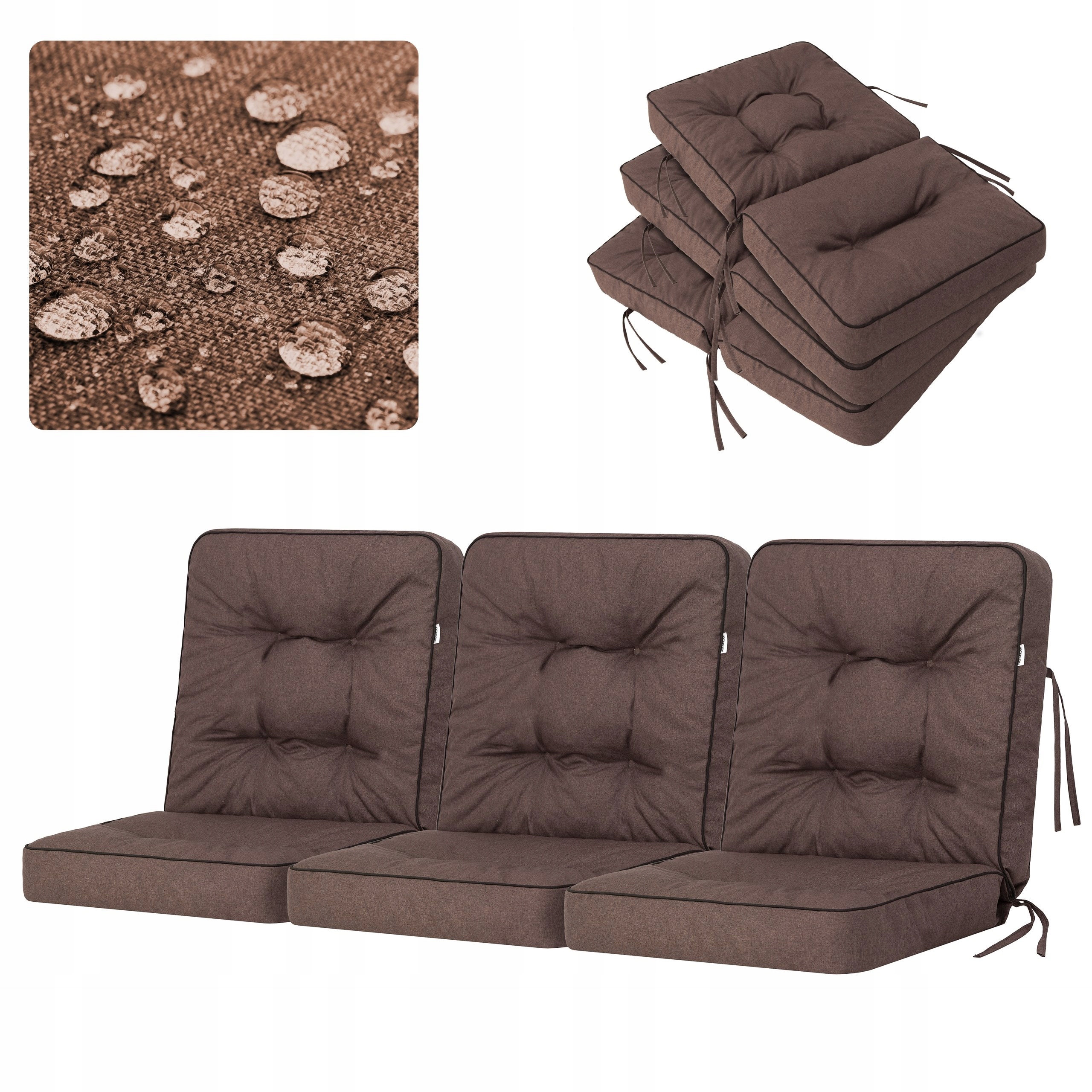 Vankúše na hojdačku, záhradnú lavičku, sada 3 vodotesných vankúšov 150 cm