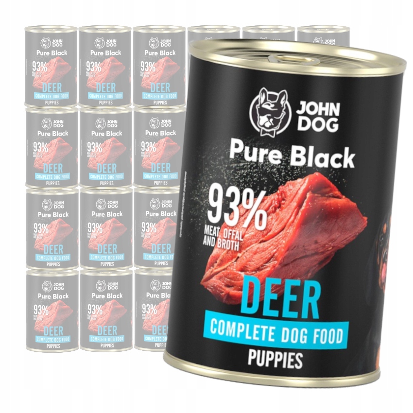 Levně John Dog Pure Black Puppy S Jelenem 24x400g