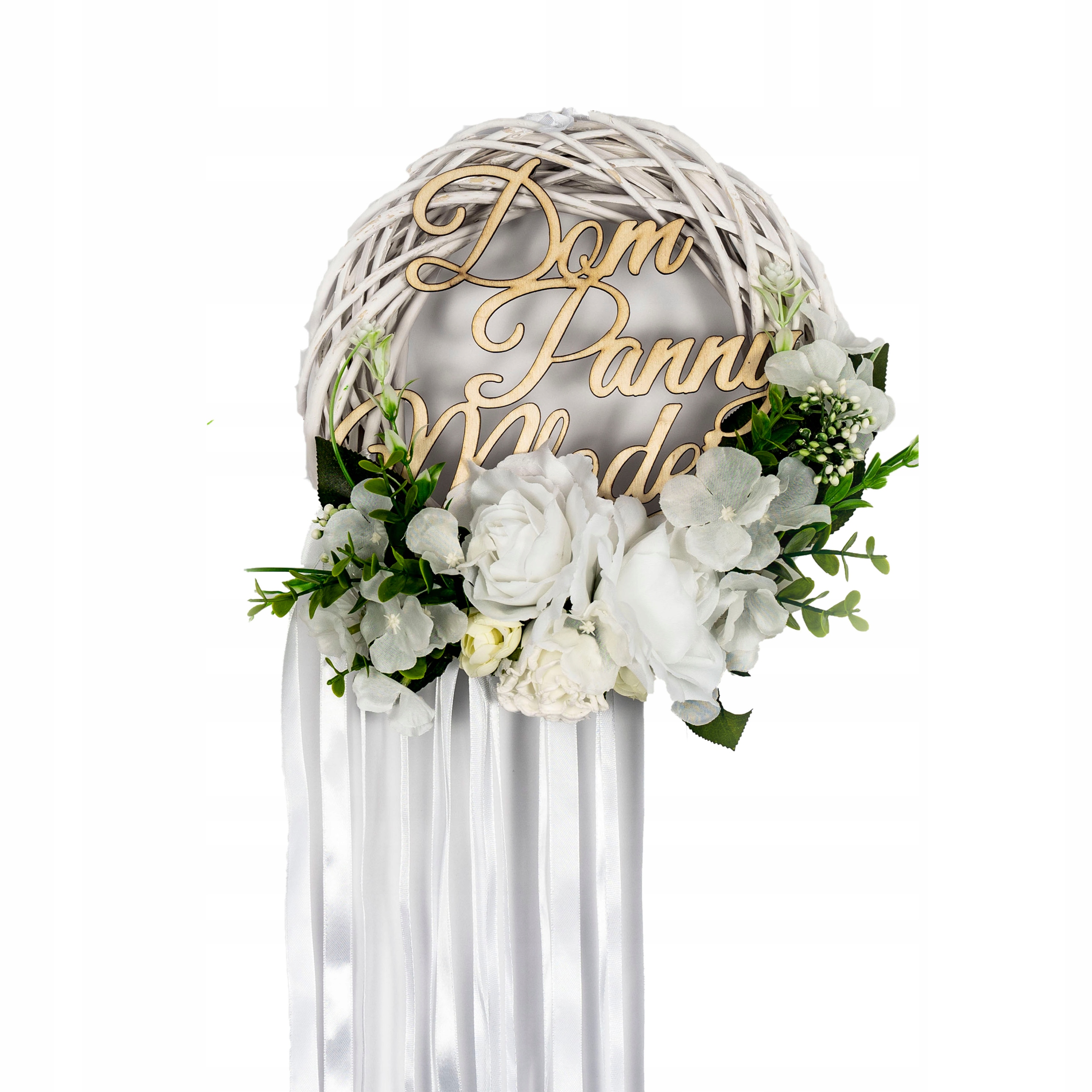 Wianek na drzwi Dom Panny Młodej 25 cm biała dekoracja