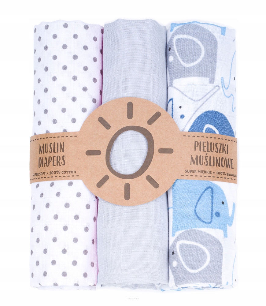 MAMO-TATO PIELUSZKI MUŚLINOWE 3SZT 80X80 + MYJKA