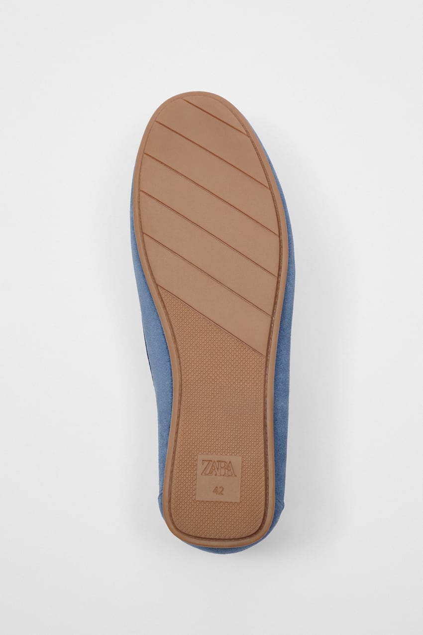 ZARA NIEBIESKIE SKÓRZANE MOKASYNY DRIVER BUTY 44 Kolor niebieski