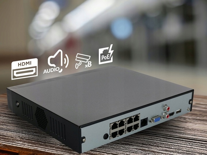 REJESTRATOR NAGRYWARKA DO 8 KAMER 8MPX UHD 4K POE Marka DVS