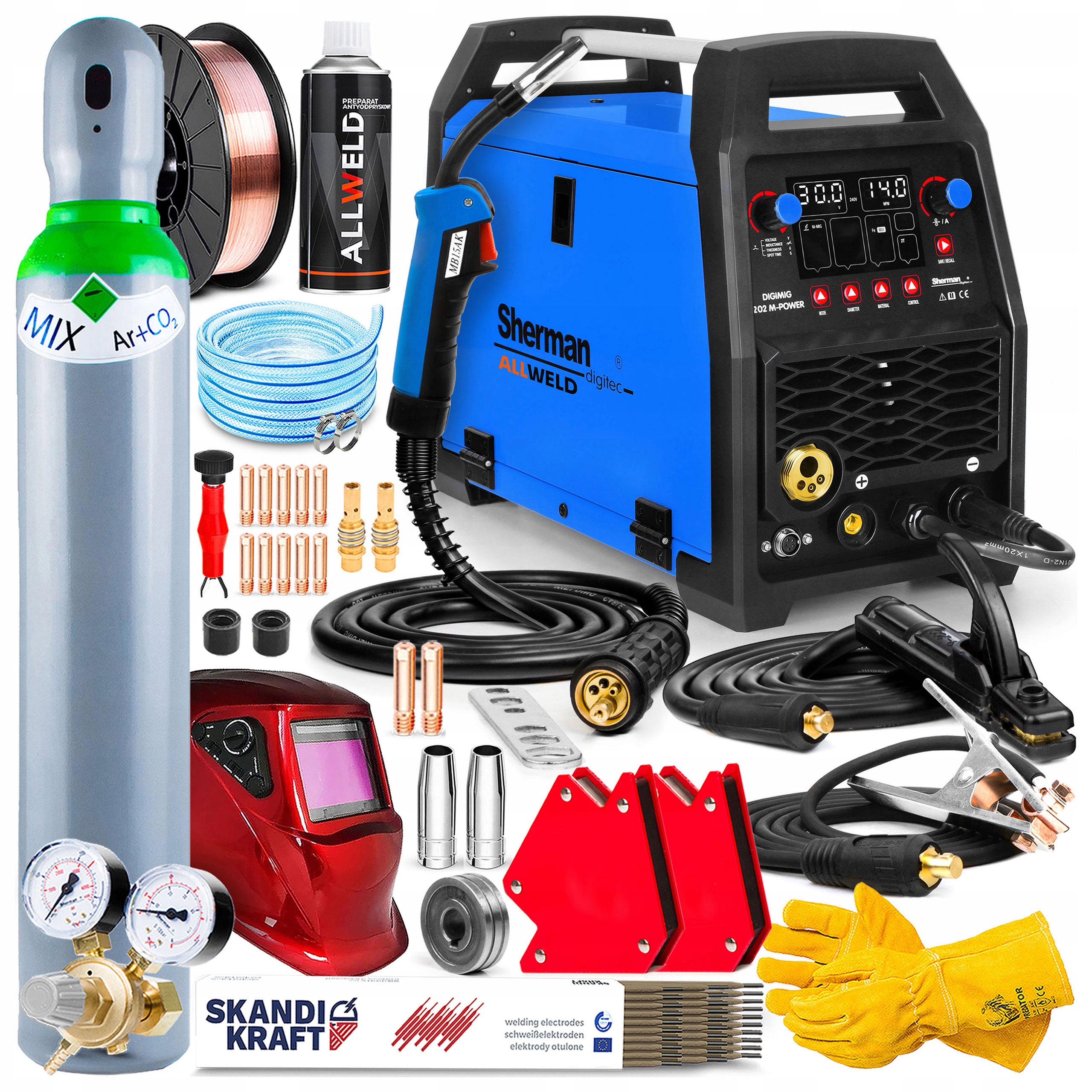 Spawarka Migomat Sherman Mig 202 M-power Synergia Mma Tig 200A Aluminium 4T