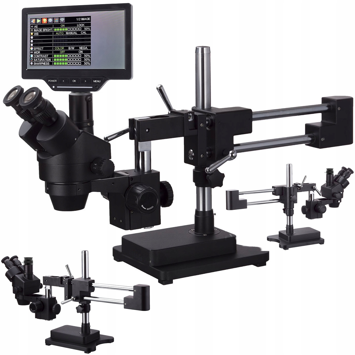 Trinokulární mikroskop Techrebal 7-45x s obrazovkou 7″ a kamerou WiFi