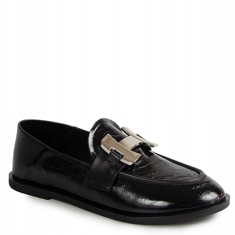 Carinii B10044 Černé Kožené Mokasíny Nazouváky S Ozdobou 37