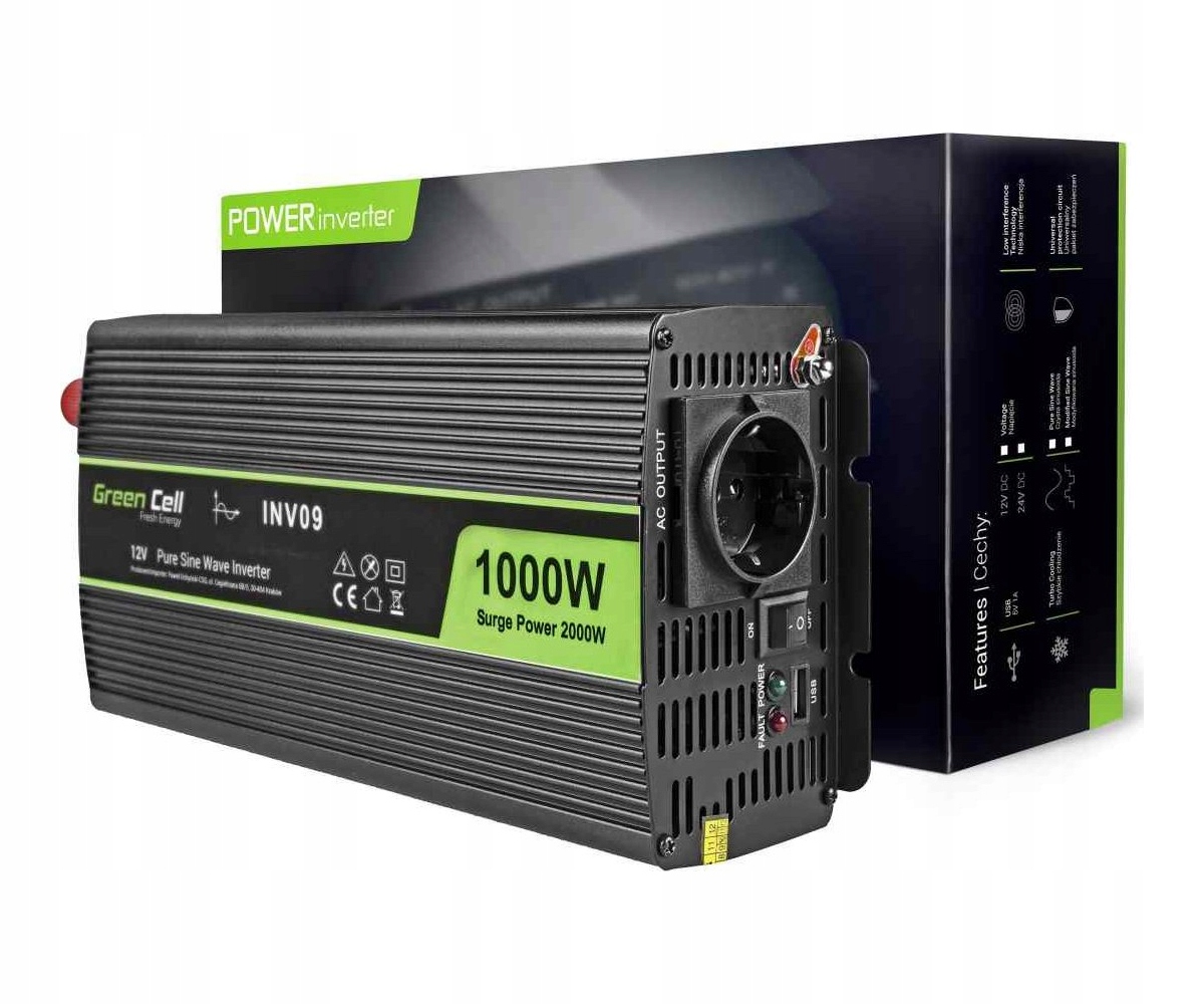 

Przetwornica Green Cell 12V 230V Pure Sine 1000W