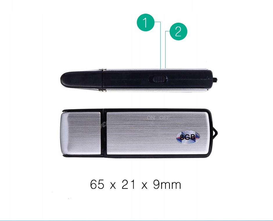 Minidyktafon USB Flash Drive X09 8 GB Kolor srebrny