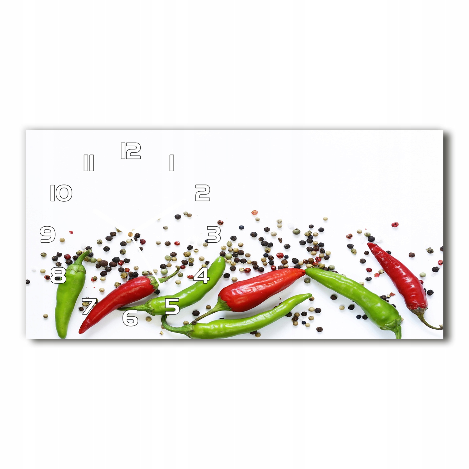 

Zegar ze szkła na ścianę Papryczki chilli 60x30 cm