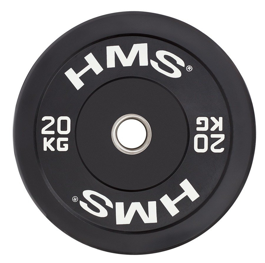 Závaží Olympijský talíř na Osa Pogumovaný činku pro cvičení 20 kg Hms