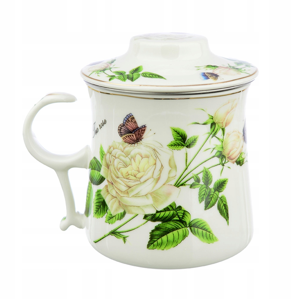 

Kubek Porcelanowy Z Sitkiem Zaparzaczem 300ML Róża