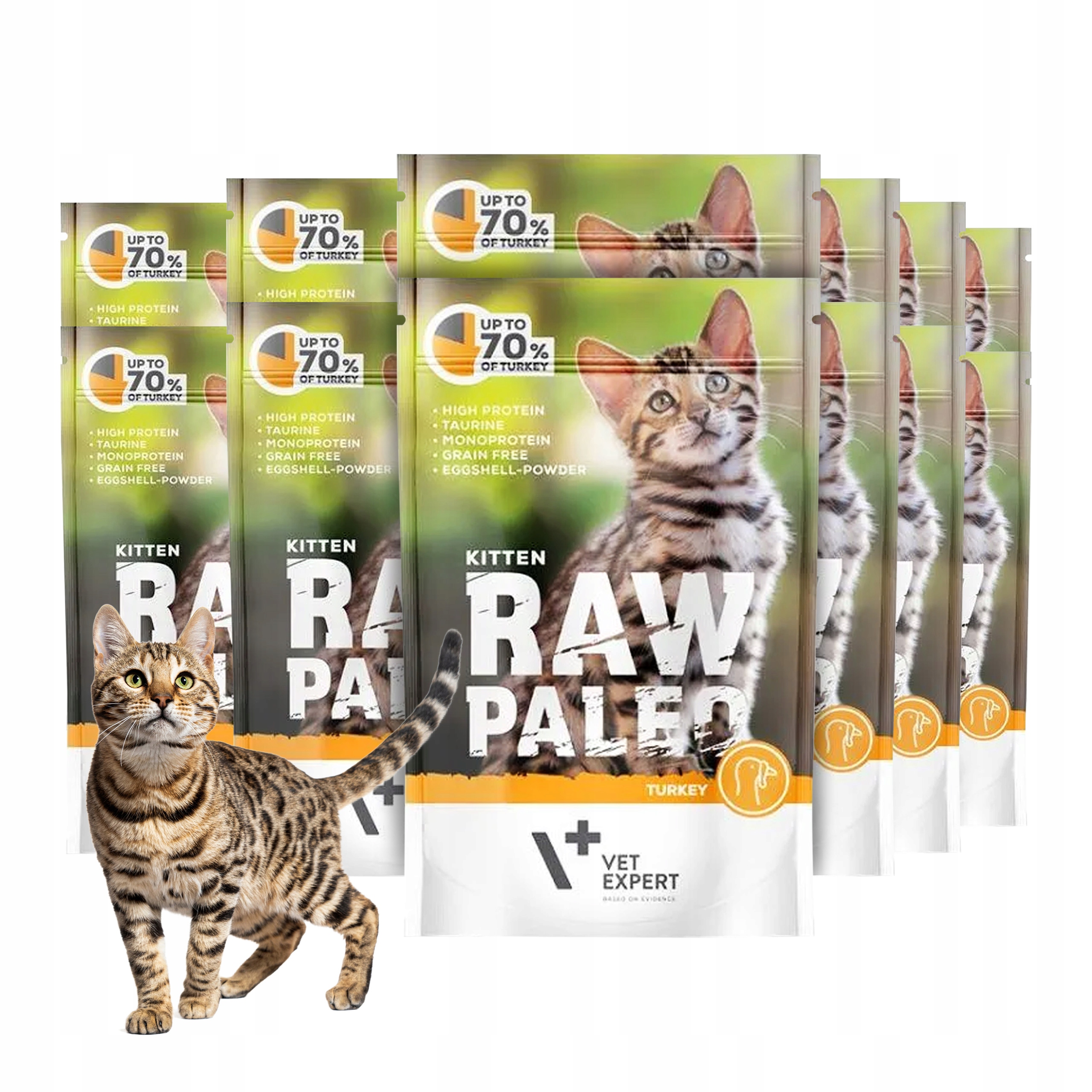 Mokra karma dla kociąt smak indyk Raw Paleo Kitten Turkey zestaw 12x100g
