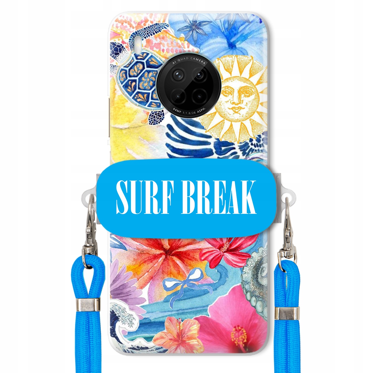Puzdro pre Huawei Y9a Modrá Crossbody šnúra držiak Surf Break Lata