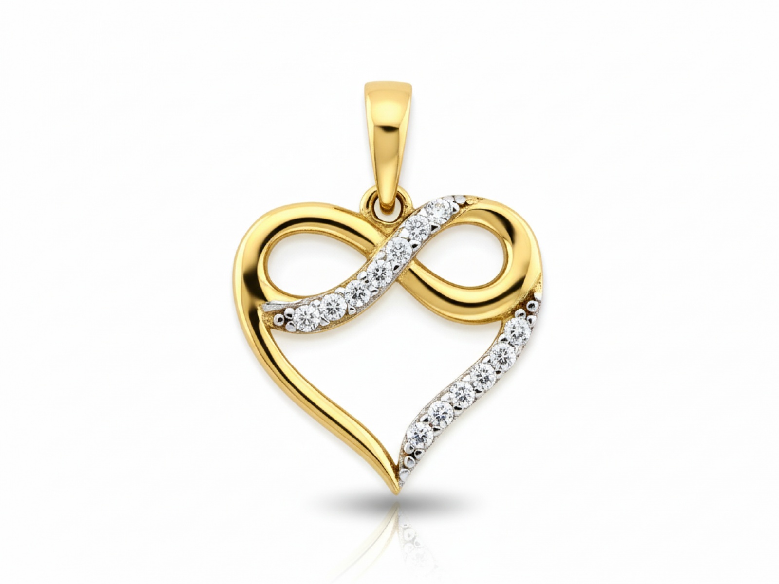Přívěsek zlatý 585 srdce s nekonečnem 0.76 g Srdíčko se zirkony