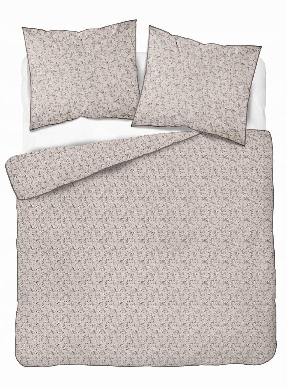 Povlečení z perkálu Lamé Percale 160x200 béžové, drobné květy, ozdobný lem