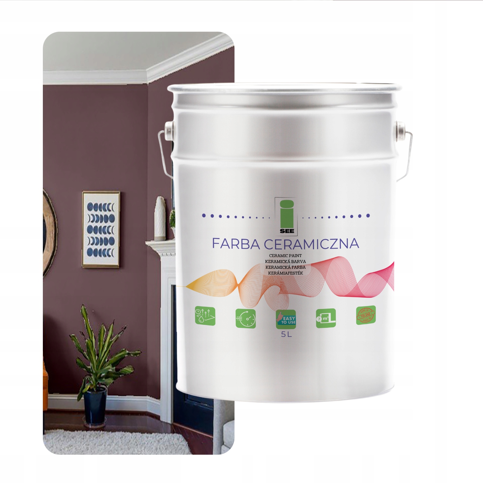 Farba Na Steny Keramická Umývateľná Popolavá Hnedá 5 L Odolná Voči Škvrnám