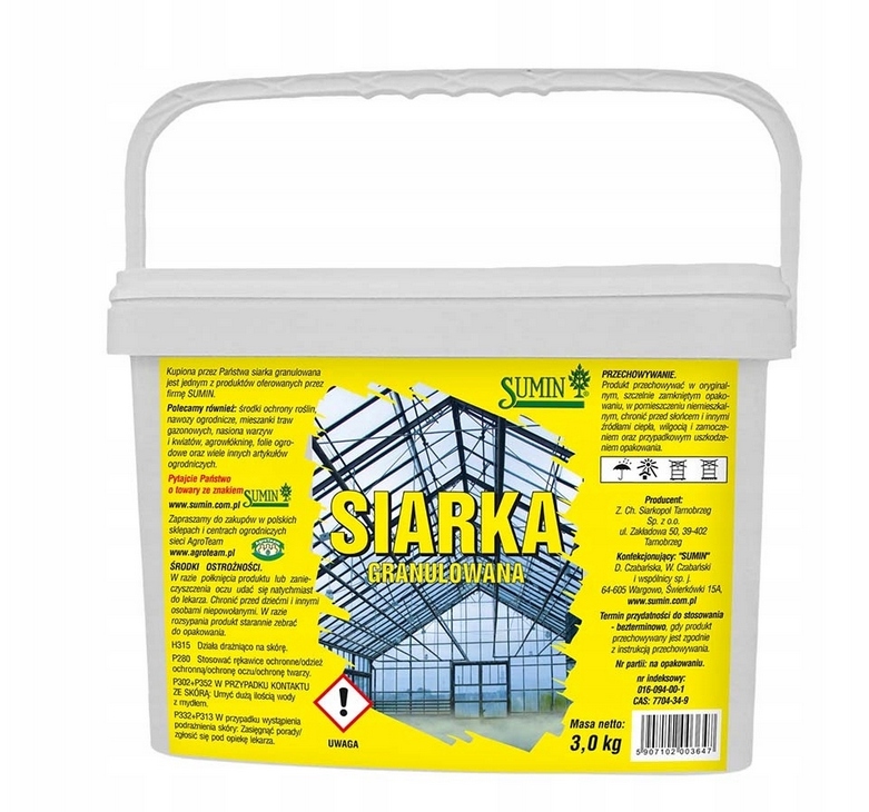 

Sumin Siarka Granulowana 3kg Odkażanie Zakwaszanie