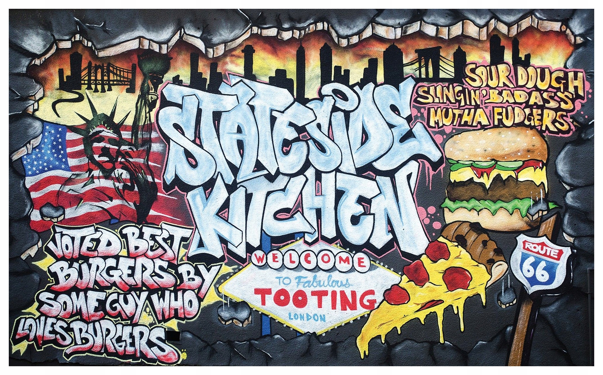 Fototapeta s vlajkou Usa, americká kuchyňa, 416x254, s lepidlom