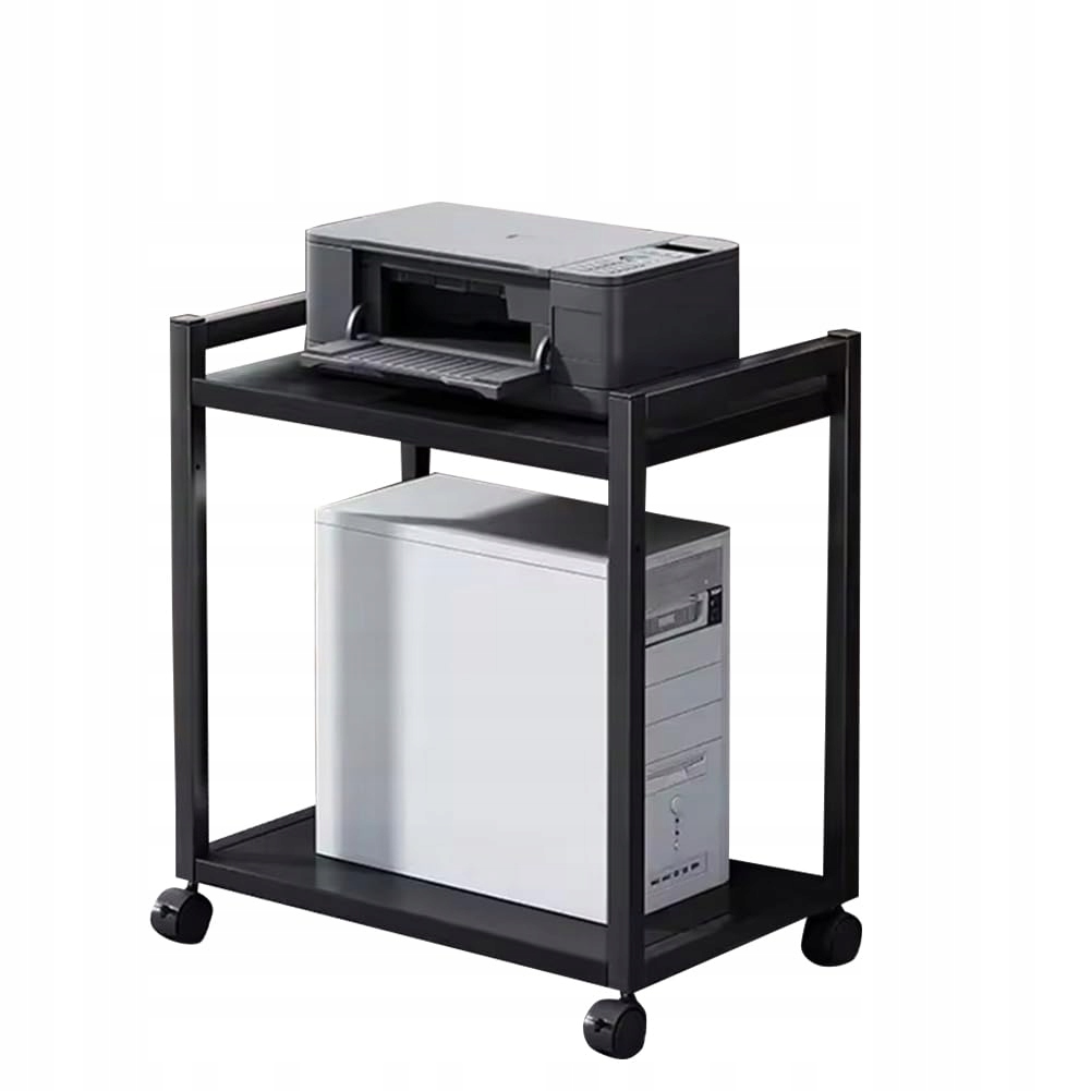 Stojan na počítačovou skříň, 2 patra, nastavitelný, s uzamykatelnými kolečky, 55*51*30 cm