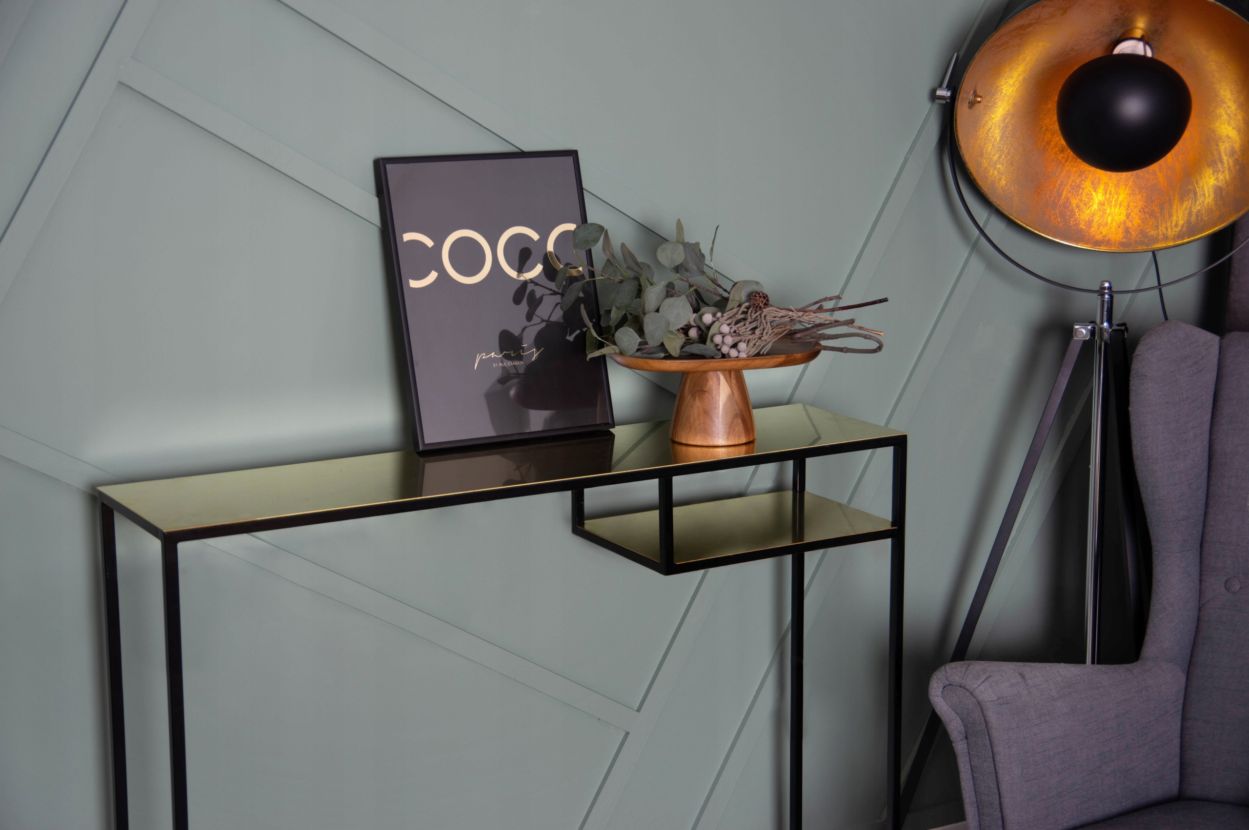 Konsola metalowa loft złota - stelaż czarny Marka inna