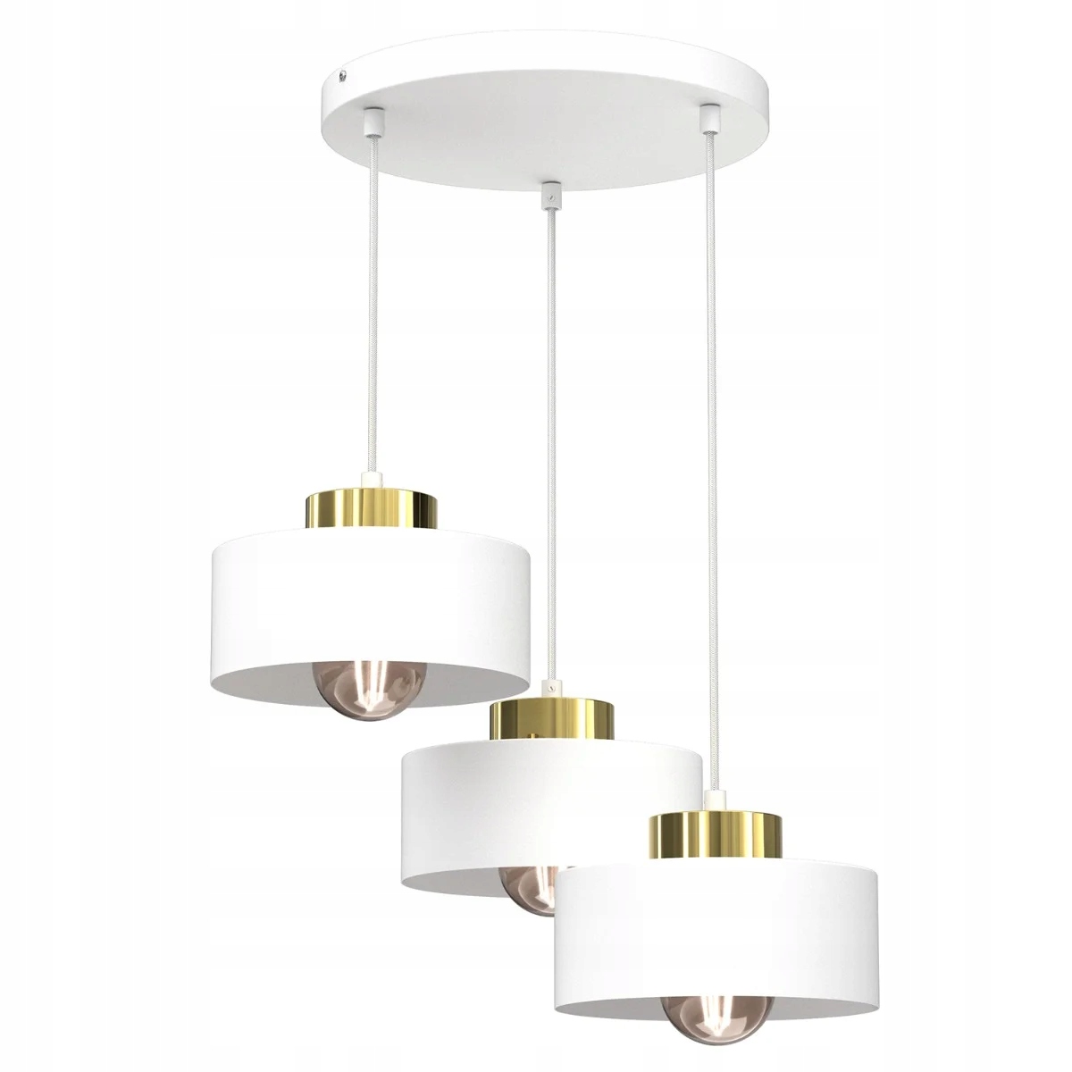 Trojitá závesná lampa biela zlatá okrúhla 46 cm do jedálne nad stôl Luminex