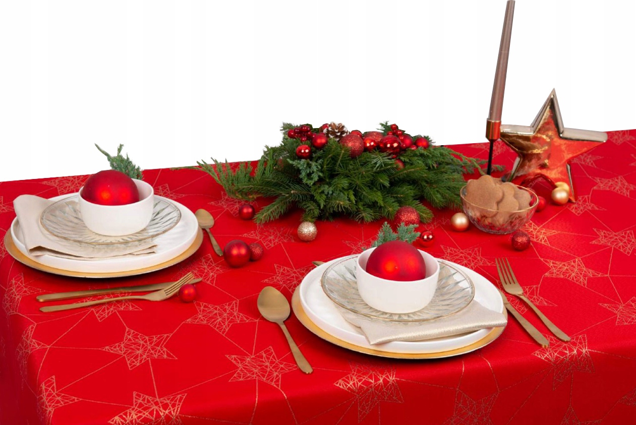 

Czerwony obrus wigilijny plamoodporny 130X130