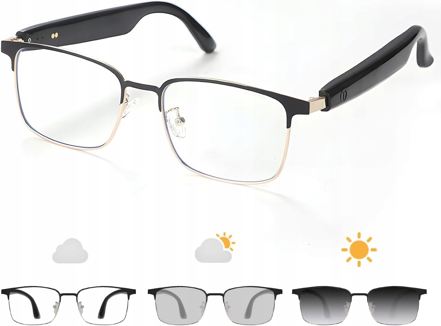 Inteligentne okulary Bluetooth fotochromowe UV400 głośniki mikrofon IP65