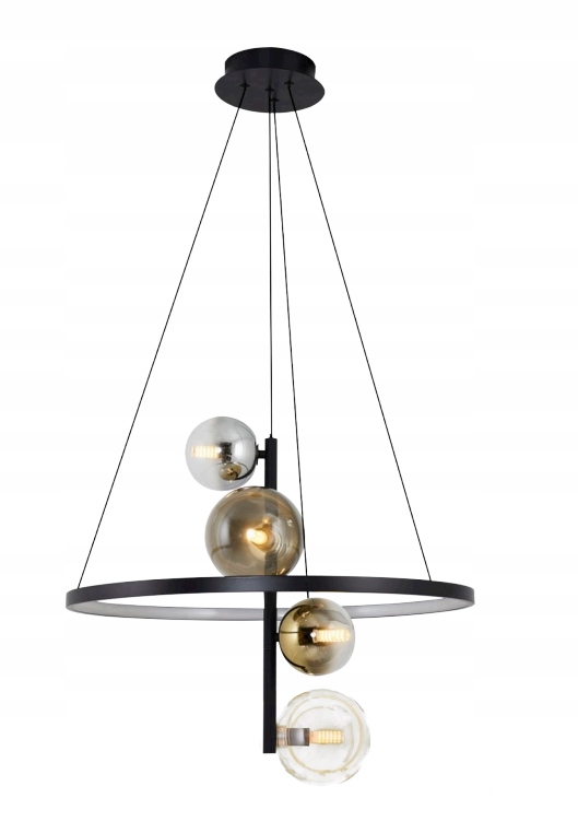 Stropná lampa Závesný luster Ring Salon Čierna 4 gule Ring Led