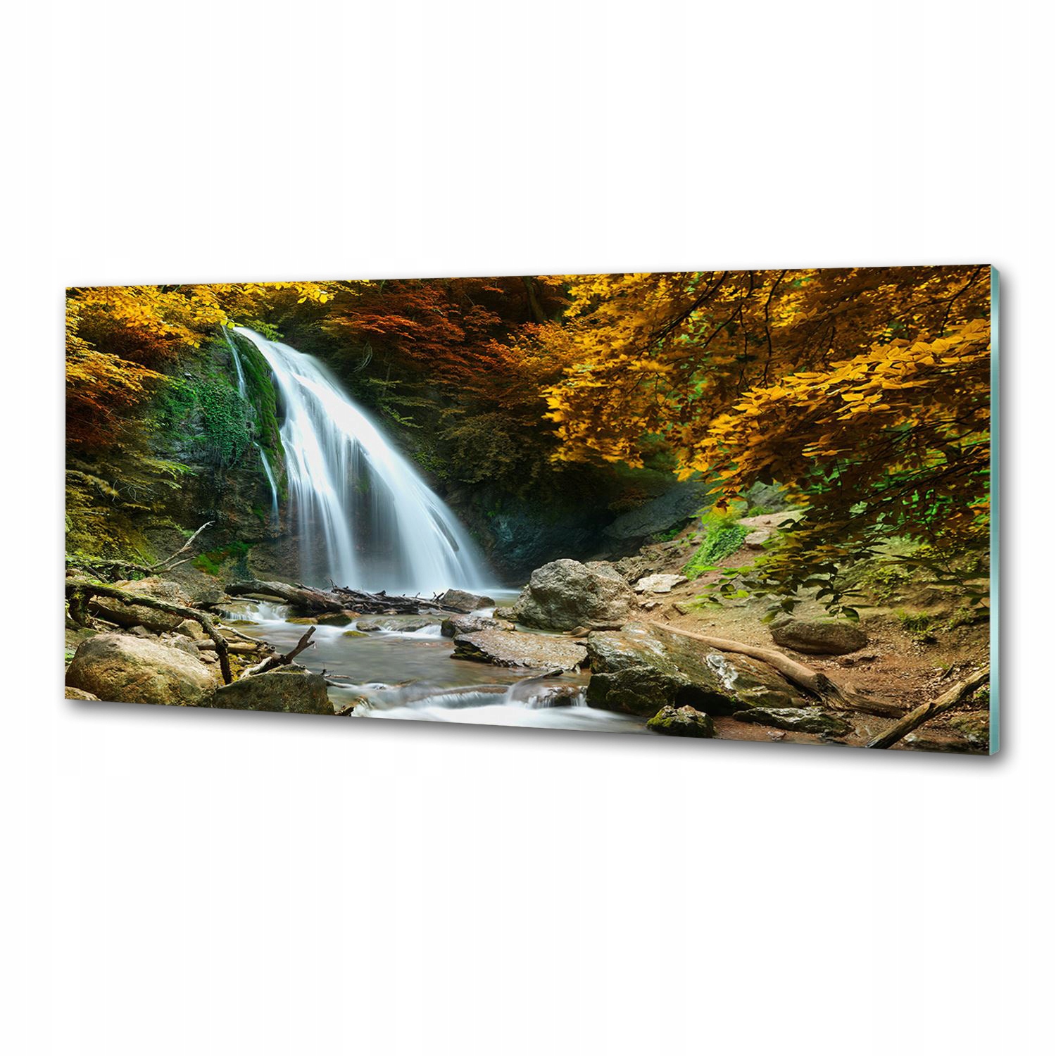 Panel do kuchyne Vodopád v lese 125 x 50 cm Lepidlo