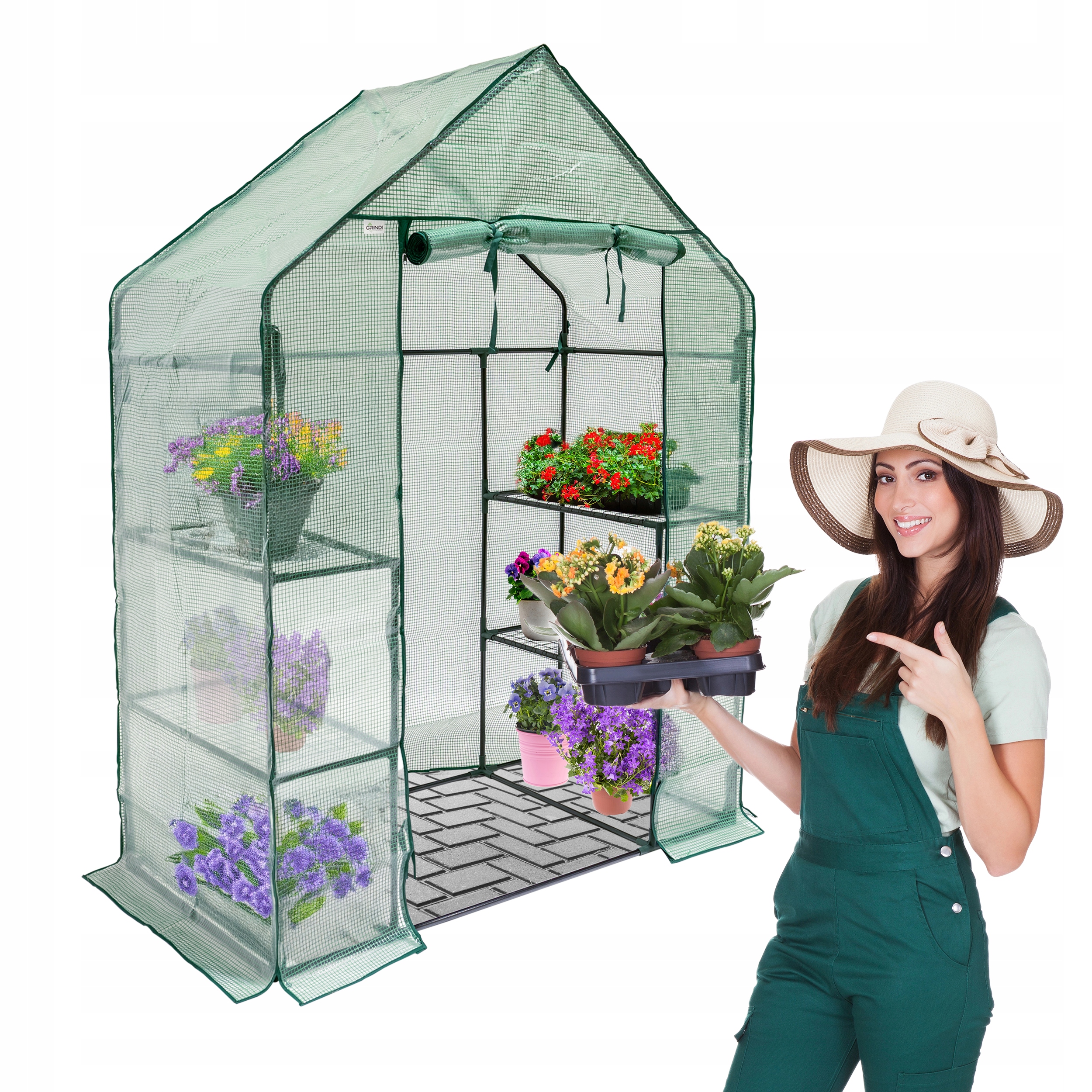 Balkonový zahradní skleník Tunel 4 police Regál zelený 141x72x194 Canna I