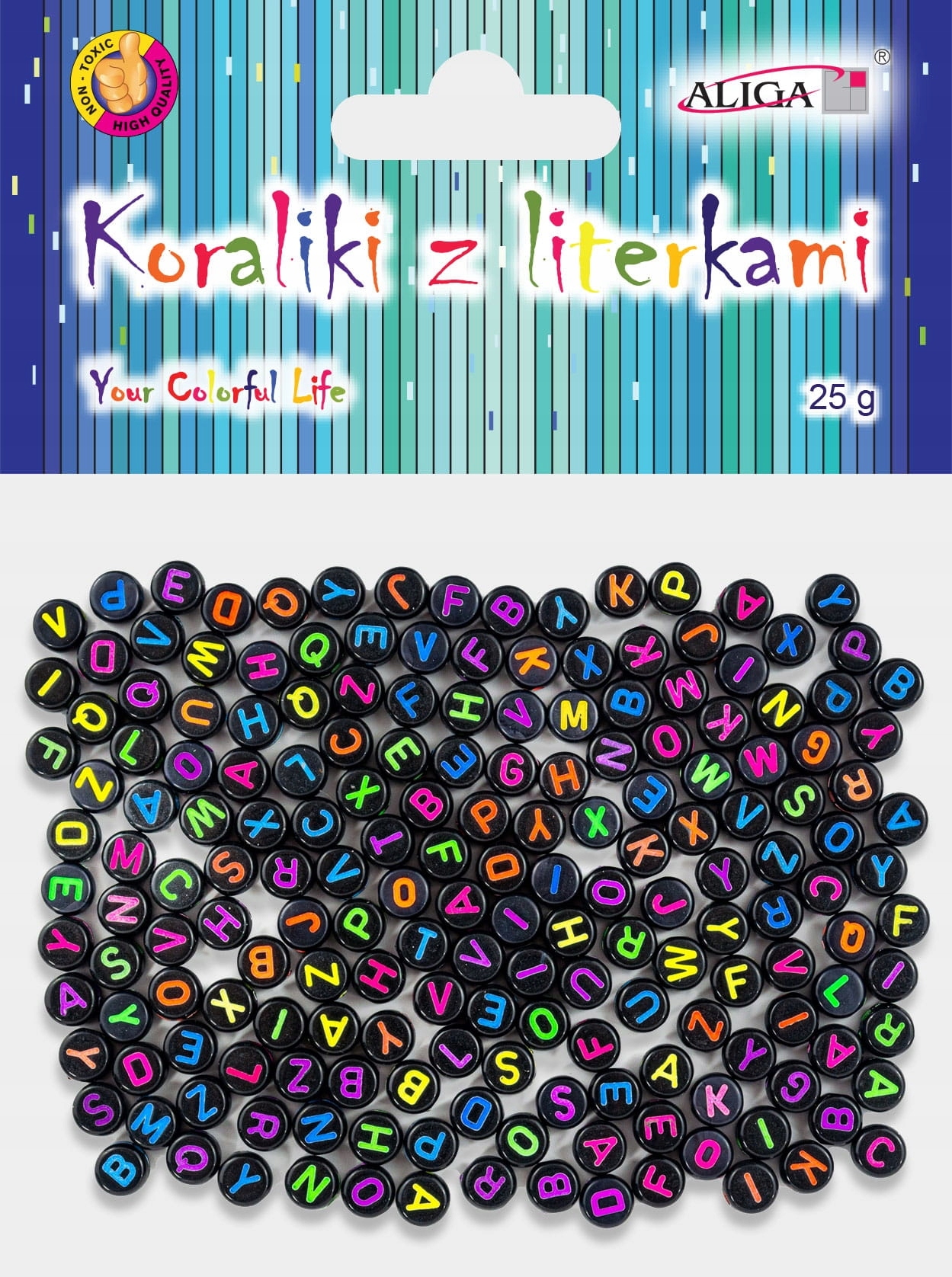 Koraliki plastikowe z literkami literki korale płaskie alfabet
