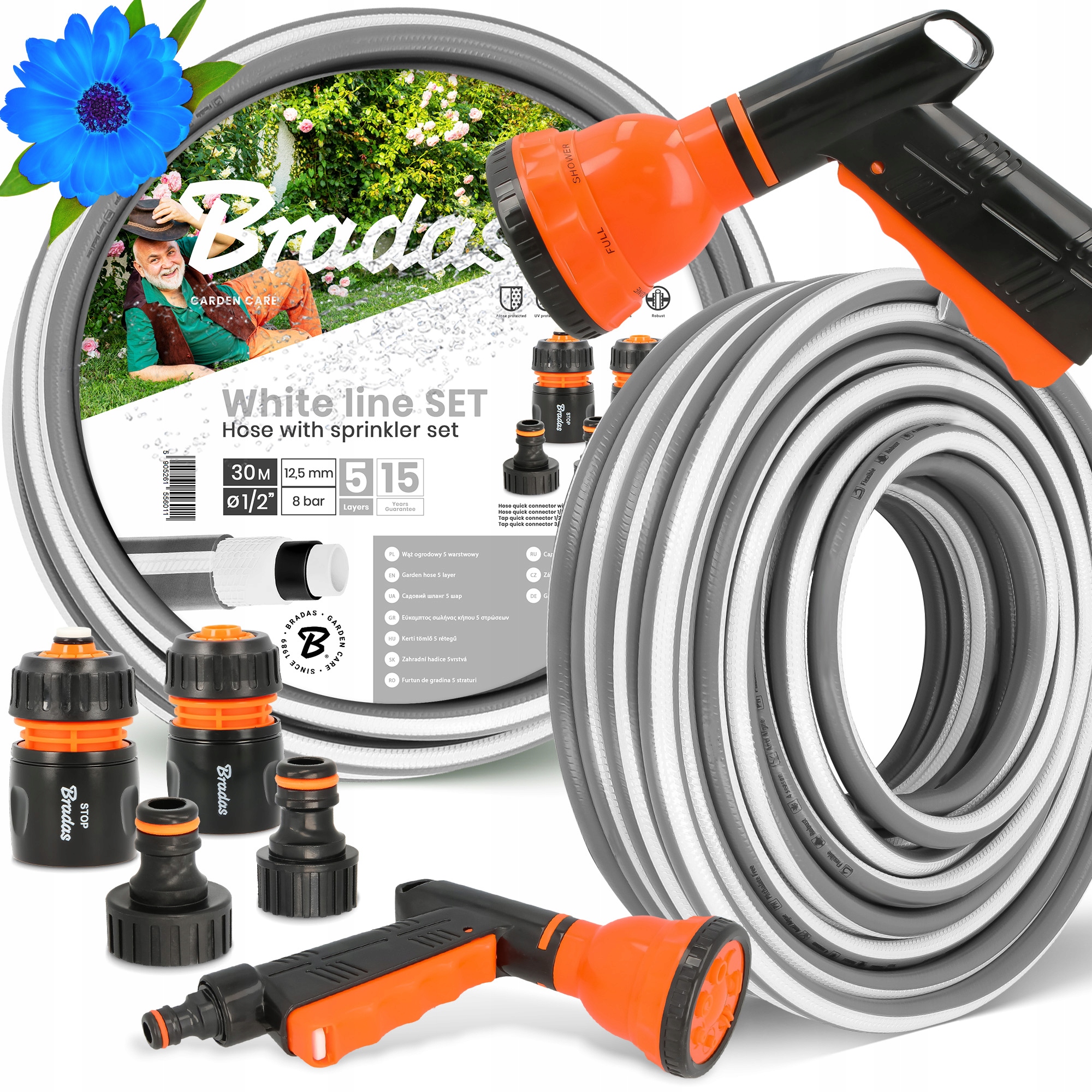 Záhradná Hadica 1/2 Vody Navíjacia 30 m Zalievanie Šlauf 5-VRSTVOVÁ Zbrojnica Yo